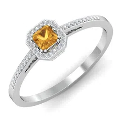 KUBERBOX Brilliant 18KT White Gold Diamond-Studded Topaz Ring-1.94 gm image 1