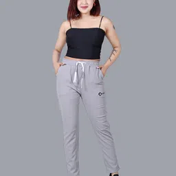 antrue Pack of 2 Women Solid Grey, Black Track Pants image 4