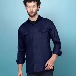 woxen Men Regular Fit Solid Spread Collar Casual Shirt image 3