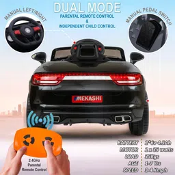 mekashi Kids Electric Car with Remote Control, Bluetooth Music, LED Lights, 12V Car Battery Operated Ride On image 3