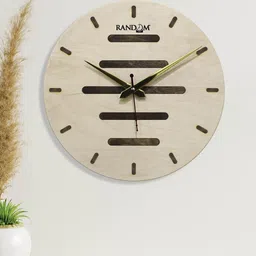 random Brown MDF Dual Modern Wall Clock image 1