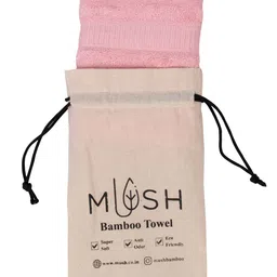 MUSH Set Of 2 Pink & Green Solid 300 GSM Ultra Soft & Eco Friendly Bamboo Hand Towel image 5