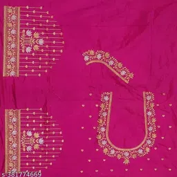 kashtbhanjan Unstitched Cotton Silk Blouse Material Embroidered image 2