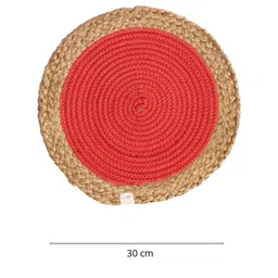 JASMEY HOMES Set of 2 Coral & Beige Round Table Placemat image 2