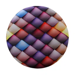 Shadowkart Blue & Red Checked Round Wooden Ottoman image 4