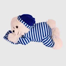 DukieKooky Kids Blue & White Sleeping Teddy Soft Toy image 4