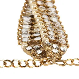 ANIKAS CREATION Set Of 2 Gold-Plated Stone-Studded Anklets image 5