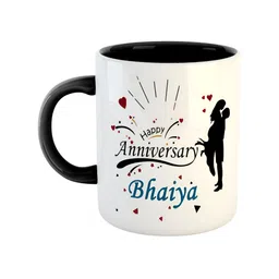 ARTBUG Black & White Happy Anniversary Bhaiya Printed Ceramic Glossy Mug 350 ml-picture-21