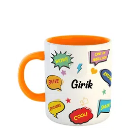 ARTBUG Orange & White Dishwasher and Microwave Safe Printed Ceramic Glossy Mug 350 ml-image-92