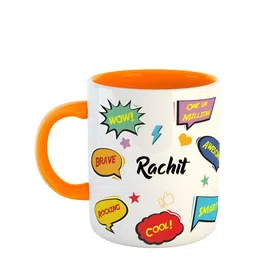 ARTBUG Orange & White Printed Ceramic Microwave safe Glossy Mug 350 ml-picture-29
