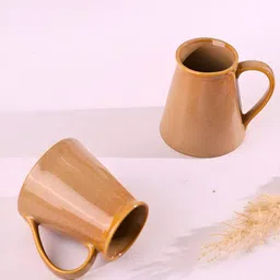 WEAVING HOMES Brown Hand Painted Solid Ceramic Glossy Mugs Set of Cups and Mugs image 2