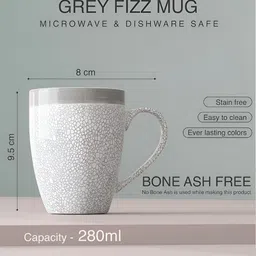 The Earth Store Grey 2 Pcs Printed Microwave Safe Glossy Finish Ceramic Mugs 280 ml Each image 2