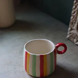 WEAVING HOMES Red & Green Hand Painted Printed Ceramic Glossy Mugs Set of Cups and Mugs image 3