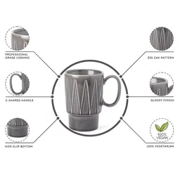 BODHI HOUSE Grey Solid Ceramic Matte Mugs Set of Cups and Mugs image 4