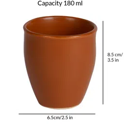 CDI Brown 6 Pieces Ceramic Glossy Kulladhs Set 180 ML Each image 5