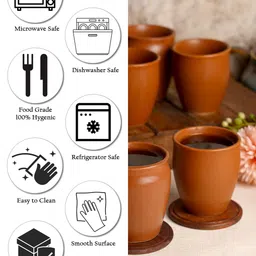CDI Brown 6 Pieces Ceramic Glossy Kulladhs Set 180 ML Each image 4