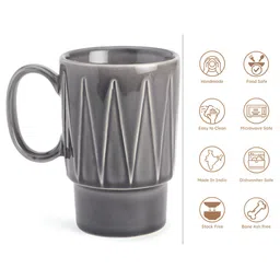 BODHI HOUSE Grey Solid Ceramic Matte Mugs Set of Cups and Mugs image 2