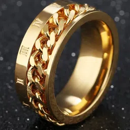 MEENAZ Men Gold-Plated 92.5 Stainless Steel Band Ring-picture-30