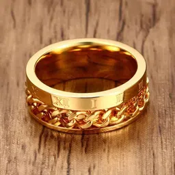 MEENAZ Men Gold-plated 92.5 Stainless Steel Band Ring-picture-25