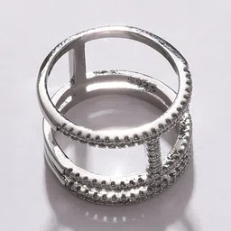 SOHI Silver-Plated AD Stone Studded Finger Ring image 2