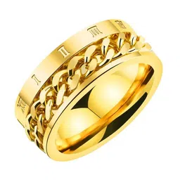 MEENAZ Men Gold-Plated Stainless Steel Band Ring image 2