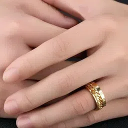 MEENAZ Men Gold-Plated 92.5 Stainless Steel Band Ring image 5