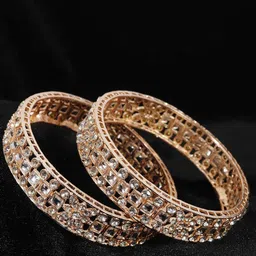 NMII Set Of 2 Rose Gold-Plated AD Studded Bangles image 1