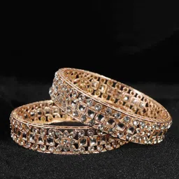 NMII Set Of 2 Rose Gold-Plated AD Studded Bangles image 2