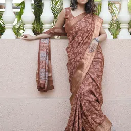 KALINI Kalamkari Zari Saree image 1