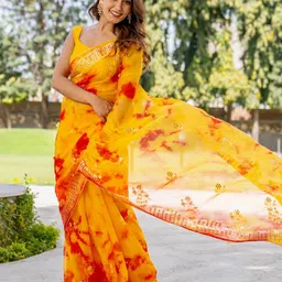 PRETTY PALLU Mirror Work Soft Saree image 4
