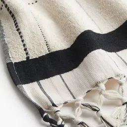 H&M Beige & Black Tasselled Hand Towel image 3