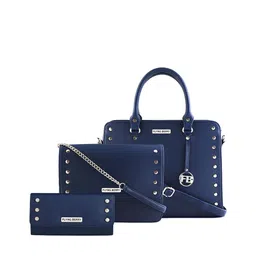 Flying Berry Women Set Of 3 Blue Embellished Handbag With Sling Bag And Wallet image 2