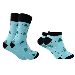 Mint & Oak Pack Of 2 Blue & Black Patterned Socks image 2