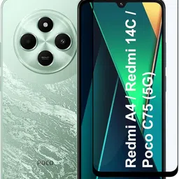 EasyFit Screen Guard for Tempered Glass for Redmi A4 / Redmi 14C / Poco C75 (5G) | Screen Protector Full HD Quality Tempered Glass Anti-Scratch Edge to Edge Coverage with Easy Installation Kit (Black) image 1