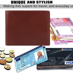 tree wood Men Trendy, Formal, Casual Brown Genuine Leather RFID Wallet - Mini image 4