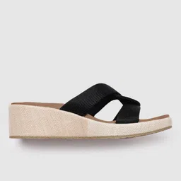 Skechers Women Black ARCH FIT BEVERLEE - BELLE Wedge Sandals image 3