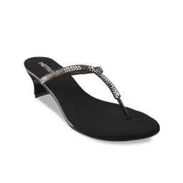 Metro Black Embellished Kitten Sandals image 4