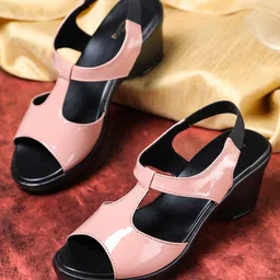 Shezone Peach-Coloured Block Peep Toes-picture-24