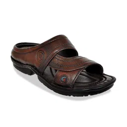 Allen Cooper Men Brown & Black Leather Comfort Sandals-image-54