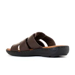 Khadims Men Brown & Black Leather Comfort Sandals image 2