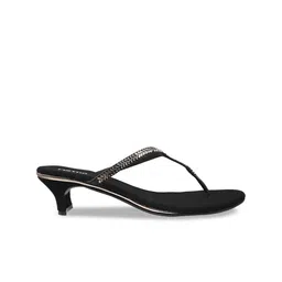 Metro Black Embellished Kitten Sandals image 2