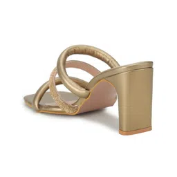Shezone Womens Copper-Toned Embellished Block Sandals image 3