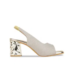 ELLE Gold-Toned Embellished Block Peep Toes image 5