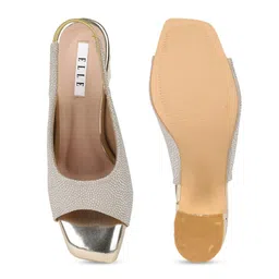 ELLE Gold-Toned Embellished Block Peep Toes image 4