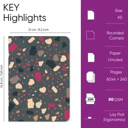 raptech notebook Unique Stationery items, Easy to Carry, Plain Cute (Abstract) A5 Diary UnRuled 240 Pages image 3