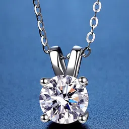 MYKI Women Silver-Plated Cubic Zirconia Pendant With Chain image 1