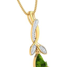 KUBERBOX Delilah Peridot 18KT Gold Diamond Pendant- 1.36 gm-picture-29