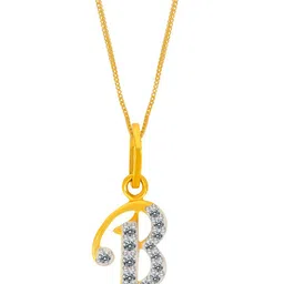 BHIMA 22K Hallmark 916 Purity Yellow Gold Alphabet B Pendant-picture-13