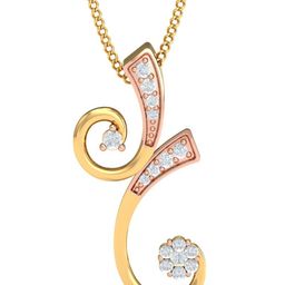 KUBERBOX 18KT Gold Diamond-Studded Layla Dual-Tone Pendant - 0.97 gm-image-39