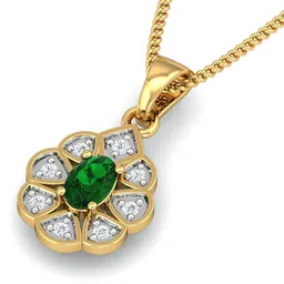 KUBERBOX Branwen Emerald 18KT Gold Diamond-Studded Pendant-0.98gm-picture-37